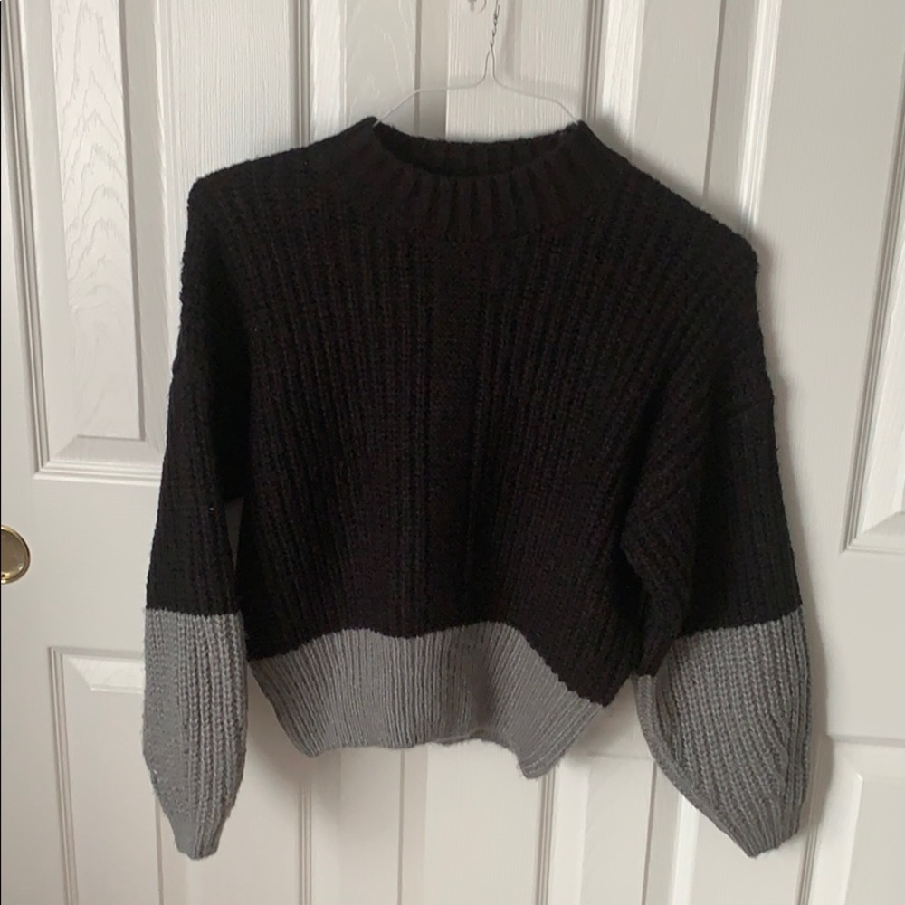 Black and Grey Color Block Sweater + SH